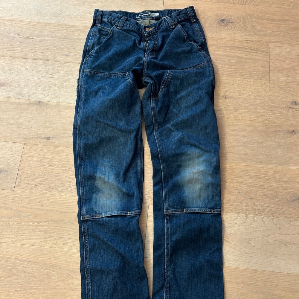 Carhartt Rugged Flex Relaxed Fit Double Front Utility Jeans 28x30 Dark Wash Blue